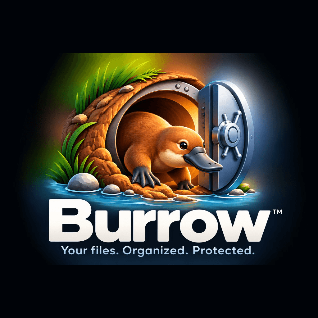 Burrow logo: a platypus emerging from a vaulted burrow
